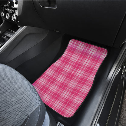Pink Tartan Pattern Print Front and Back Car Floor Mats