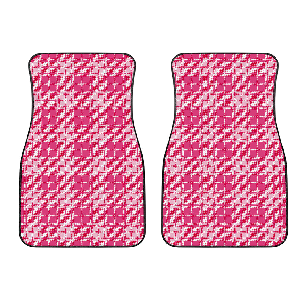 Pink Tartan Pattern Print Front Car Floor Mats