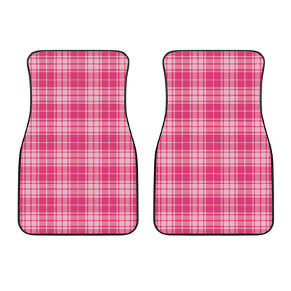 Pink Tartan Pattern Print Front Car Floor Mats