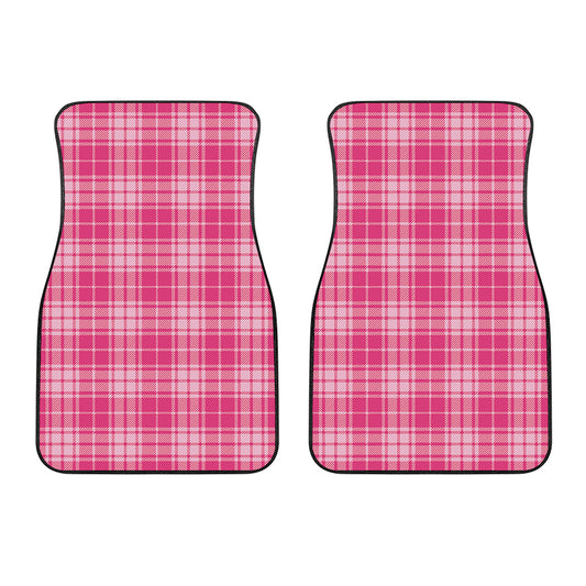 Pink Tartan Pattern Print Front Car Floor Mats