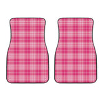 Pink Tartan Pattern Print Front Car Floor Mats