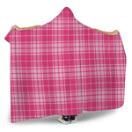 Pink Tartan Pattern Print Hooded Blanket