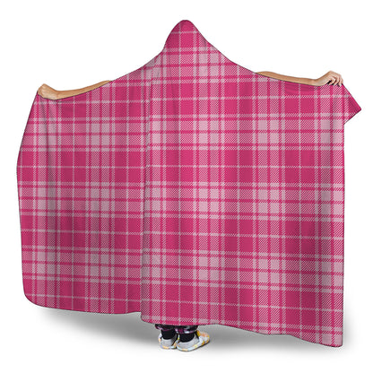 Pink Tartan Pattern Print Hooded Blanket