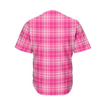 Pink Tartan Pattern Print Men's Baseball Jersey