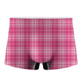 Pink Tartan Pattern Print Men's Boxer Briefs