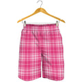 Pink Tartan Pattern Print Men's Shorts