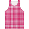 Pink Tartan Pattern Print Men's Tank Top