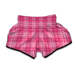 Pink Tartan Pattern Print Muay Thai Boxing Shorts