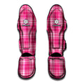 Pink Tartan Pattern Print Muay Thai Shin Guards