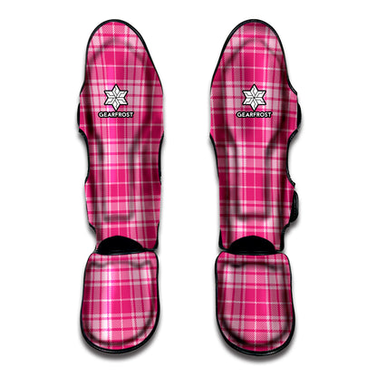 Pink Tartan Pattern Print Muay Thai Shin Guard