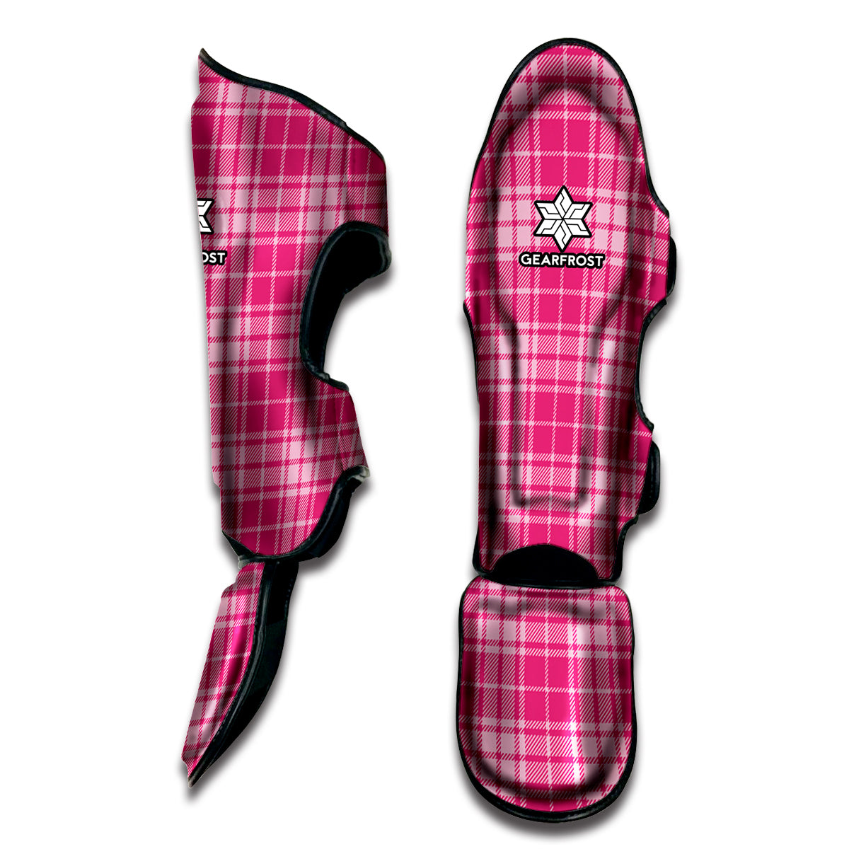 Pink Tartan Pattern Print Muay Thai Shin Guard