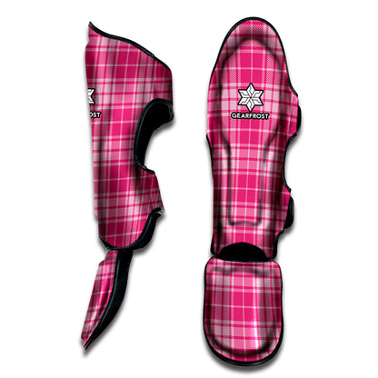 Pink Tartan Pattern Print Muay Thai Shin Guard