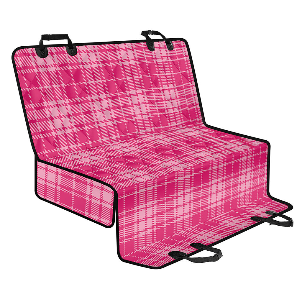 Pink Tartan Pattern Print Pet Car Back Seat Cover