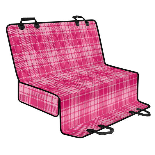 Pink Tartan Pattern Print Pet Car Back Seat Cover