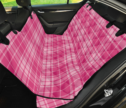 Pink Tartan Pattern Print Pet Car Back Seat Cover