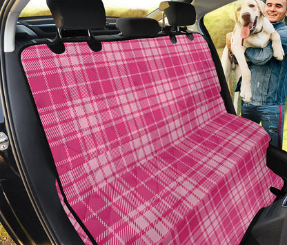 Pink Tartan Pattern Print Pet Car Back Seat Cover