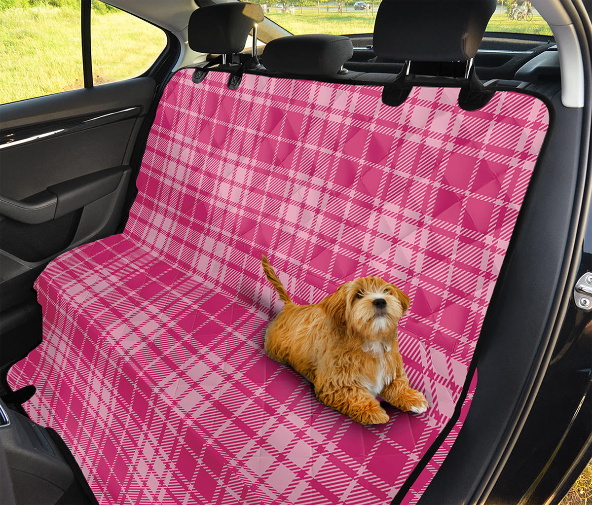 Pink Tartan Pattern Print Pet Car Back Seat Cover