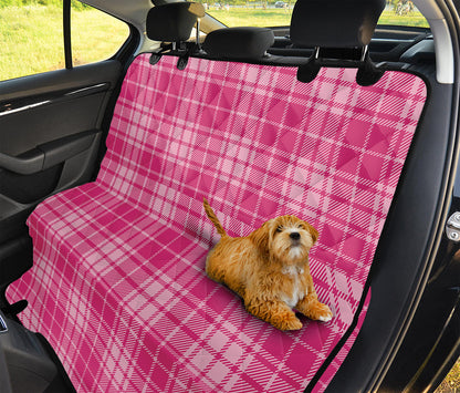 Pink Tartan Pattern Print Pet Car Back Seat Cover