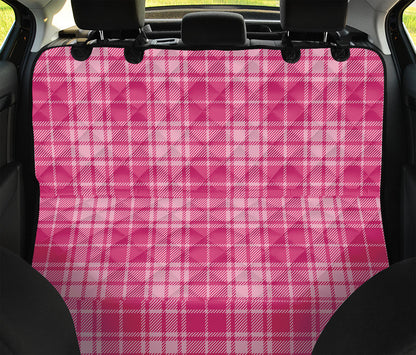 Pink Tartan Pattern Print Pet Car Back Seat Cover