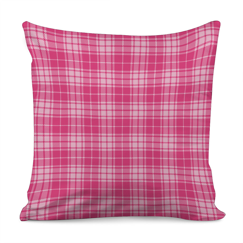 Pink Tartan Pattern Print Pillow Cover