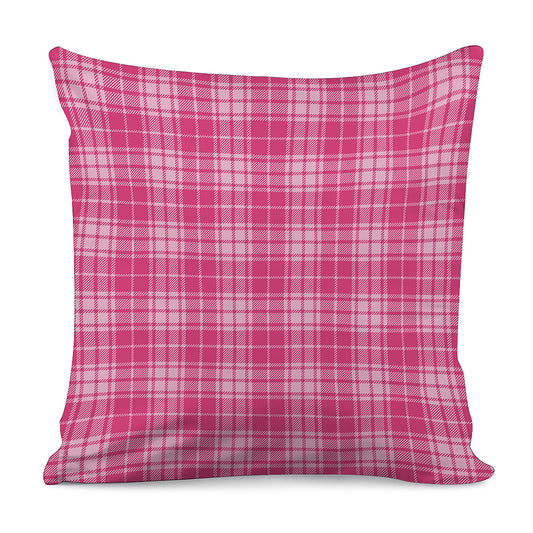 Pink Tartan Pattern Print Pillow Cover