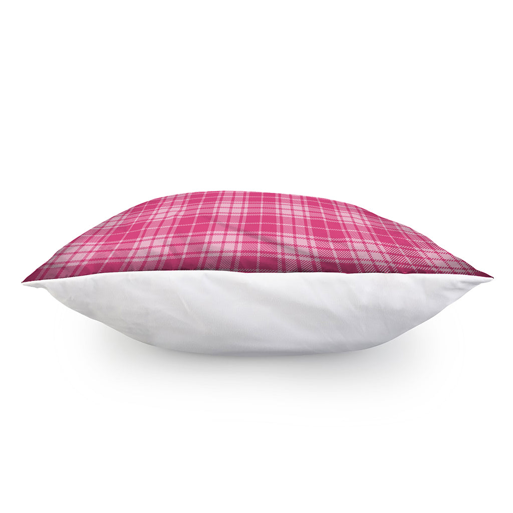 Pink Tartan Pattern Print Pillow Cover