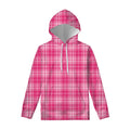 Pink Tartan Pattern Print Pullover Hoodie