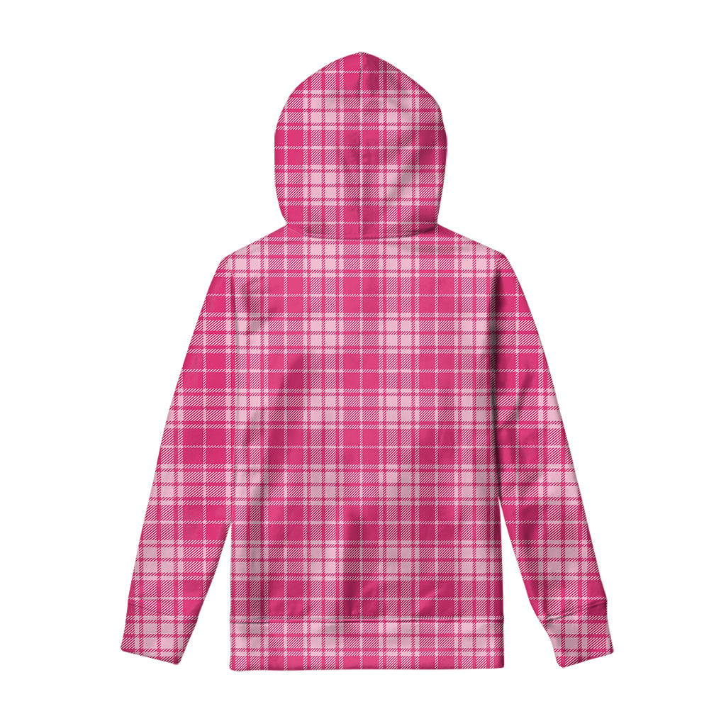 Pink Tartan Pattern Print Pullover Hoodie