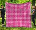 Pink Tartan Pattern Print Quilt