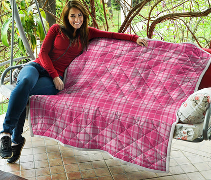 Pink Tartan Pattern Print Quilt