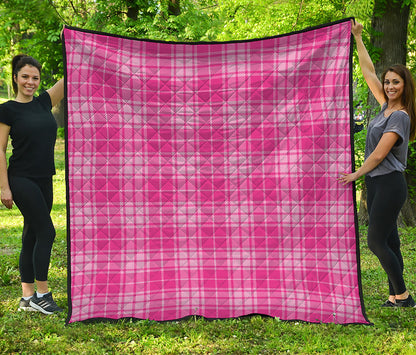 Pink Tartan Pattern Print Quilt