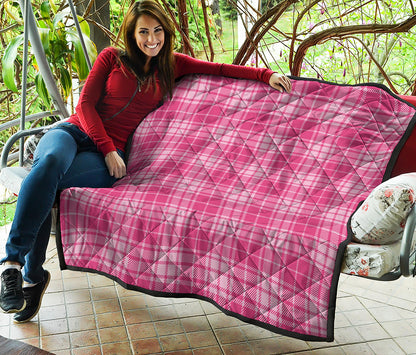 Pink Tartan Pattern Print Quilt