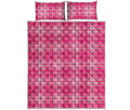 Pink Tartan Pattern Print Quilt Bed Set