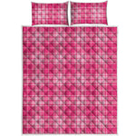 Pink Tartan Pattern Print Quilt Bed Set