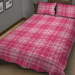 Pink Tartan Pattern Print Quilt Bed Set