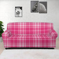 Pink Tartan Pattern Print Sofa Cover
