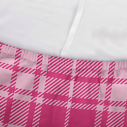 Pink Tartan Pattern Print Sofa Cover