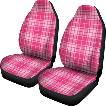 Pink Tartan Pattern Print Universal Fit Car Seat Covers