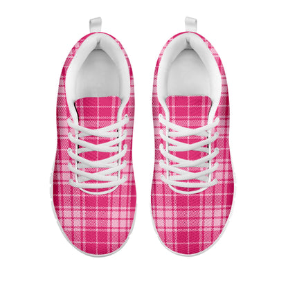 Pink Tartan Pattern Print White Sneakers