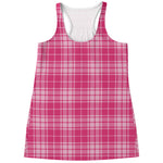 Pink Tartan Pattern Print Women's Racerback Tank Top