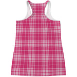 Pink Tartan Pattern Print Women's Racerback Tank Top