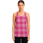 Pink Tartan Pattern Print Women's Racerback Tank Top