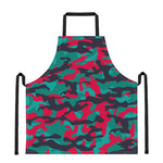 Pink Teal And Black Camouflage Print Apron