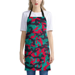 Pink Teal And Black Camouflage Print Apron