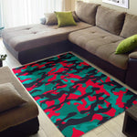 Pink Teal And Black Camouflage Print Area Rug GearFrost