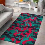 Pink Teal And Black Camouflage Print Area Rug GearFrost