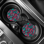 Pink Teal And Black Camouflage Print Car Coasters