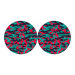 Pink Teal And Black Camouflage Print Car Coasters