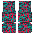 Pink Teal And Black Camouflage Print Front and Back Car Floor Mats