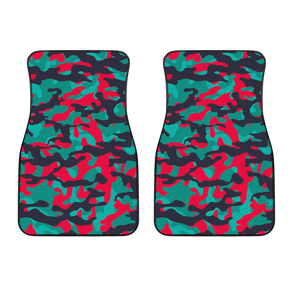 Pink Teal And Black Camouflage Print Front Car Floor Mats